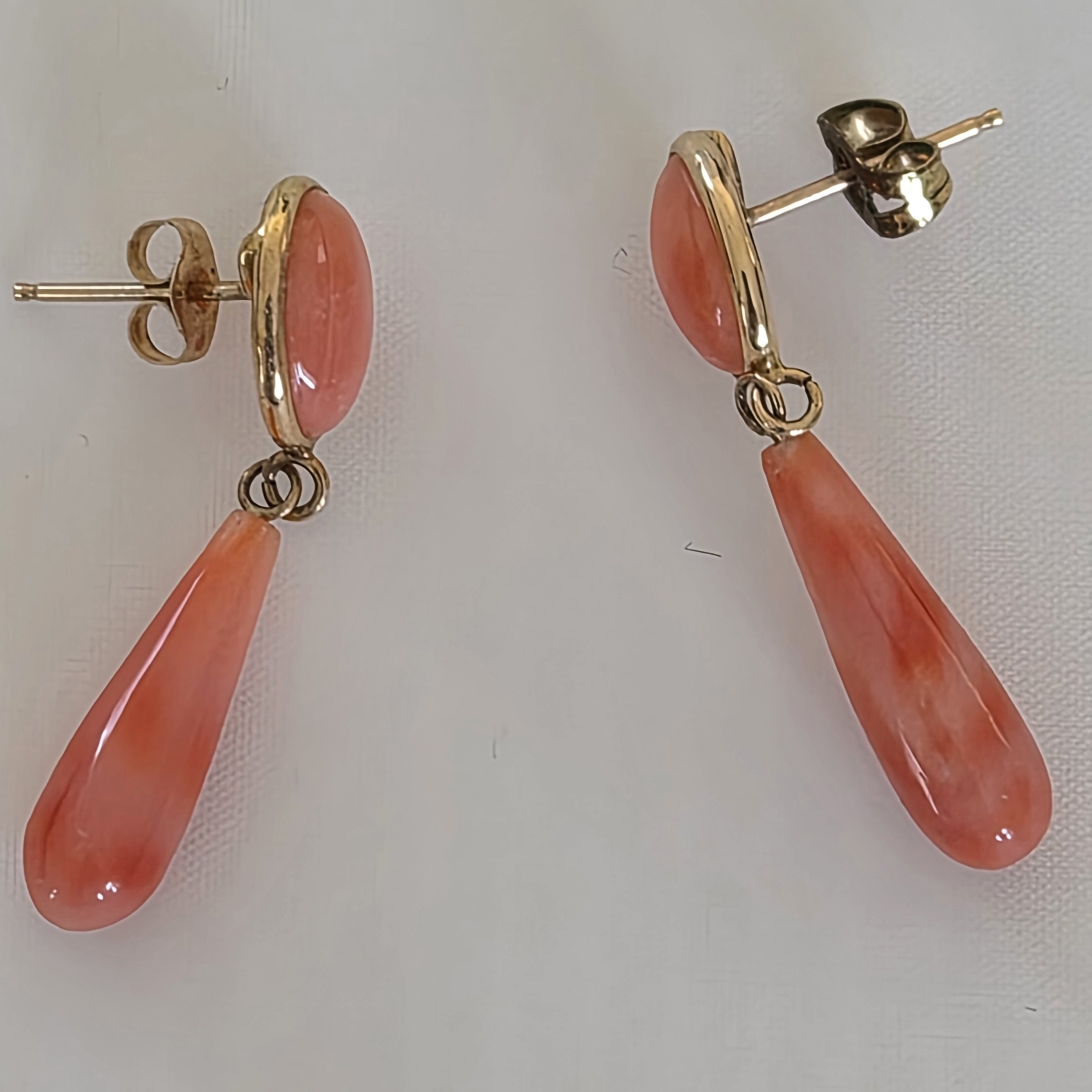 Gold And Coral Drop Earrings